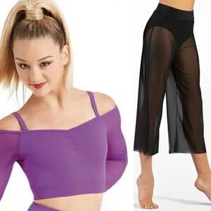 Weissman dance costume 2 piece black pant purple top MT11002 SM11441 SA adult